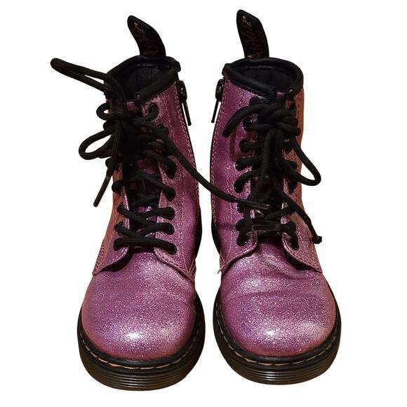Dr Martens Air Wair 1460 Glitter J Kids Combat Boots Side Zipper-Sz 11 - Picture 2 of 8